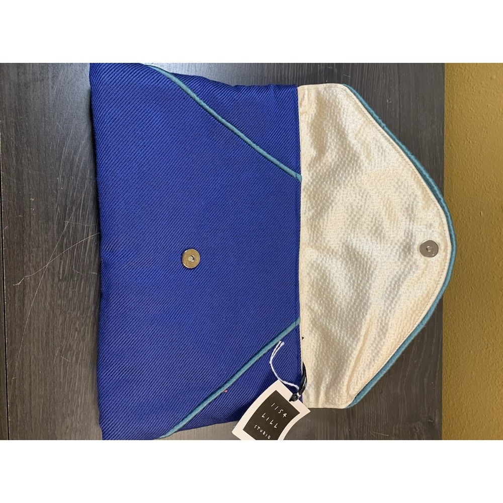 1154 Lill Studio Blue Cotton Fabric Clutch Jewelry Holder- 10" x 6" NWT - Picture 4 of 9